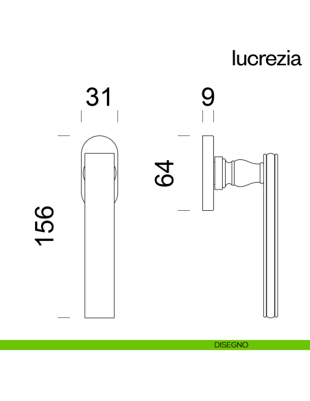 Maniglia per finestra martellina DK Lucrezia dnd disegno
