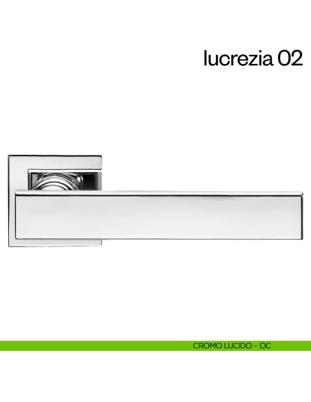 Maniglia per porta Lucrezia 02 dnd Handles con rosetta fine cromo lucido