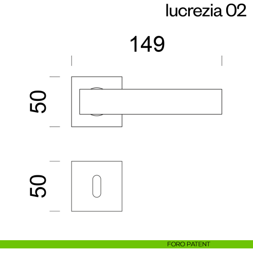 Maniglia per porta Lucrezia 02 dnd Handles con rosetta fine foro patent