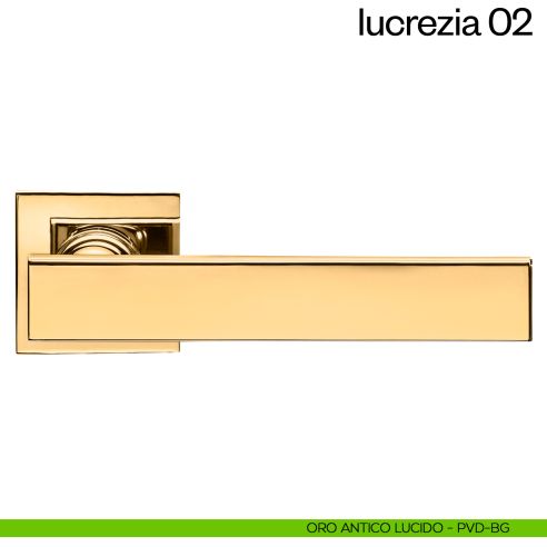 Maniglia per porta Lucrezia 02 dnd Handles con rosetta fine oro antico lucido
