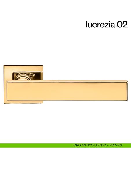 Maniglia per porta Lucrezia 02 dnd Handles con rosetta fine oro antico lucido