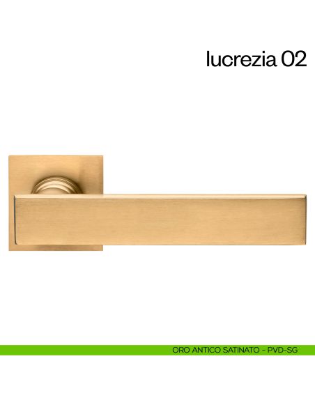 Maniglia per porta Lucrezia 02 dnd Handles con rosetta fine oro antico satinato