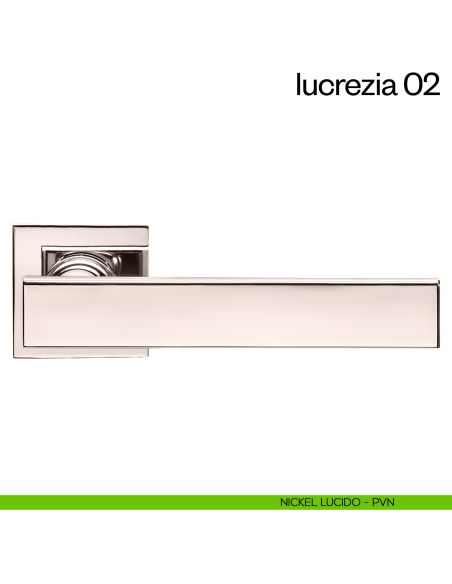 Maniglia per porta Lucrezia 02 dnd Handles con rosetta fine nickel lucido