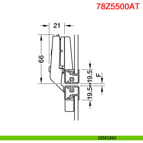 Cerniera centrale per anta con telaio in alluminio stretto Blum 78Z550AT Clip Top per Aventos HF senza molla apertura 134 gradi
