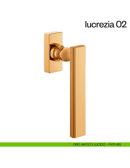 Maniglia per finestra martellina DK Lucrezia 02 dnd PVD oro antico lucido