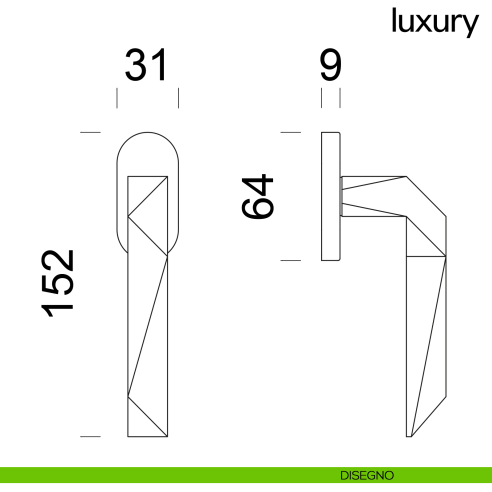 Maniglia per finestra martellina DK Luxury dnd disegno