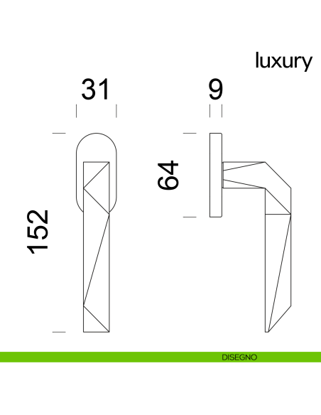 Maniglia per finestra martellina DK Luxury dnd disegno