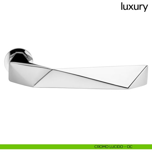 Maniglia per porta Luxury dnd handles con rosetta minimale Unico cromo lucido