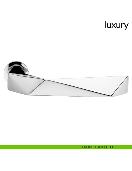 Maniglia per porta Luxury dnd handles con rosetta minimale Unico cromo lucido
