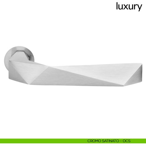 Maniglia per porta Luxury dnd handles con rosetta minimale Unico cromo satinato