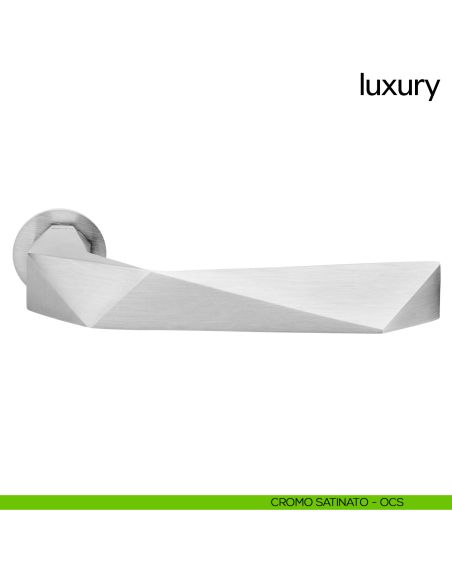 Maniglia per porta Luxury dnd handles con rosetta minimale Unico cromo satinato