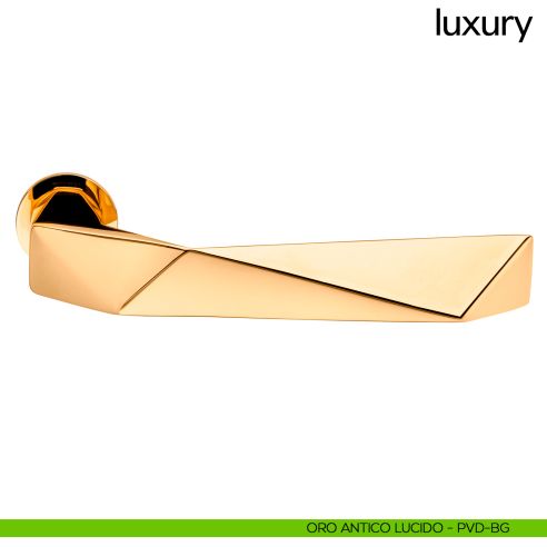 Maniglia per porta Luxury dnd handles con rosetta minimale Unico pvd oro antico lucido
