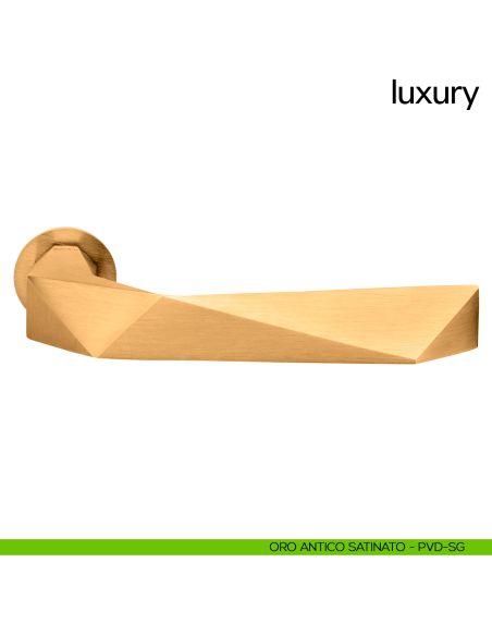 Maniglia per porta Luxury dnd handles con rosetta minimale Unico pvd oro antico satinato