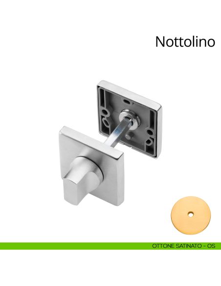 Nottolino per porta 088 Linea Calì con rosetta quadrata ottone satinato