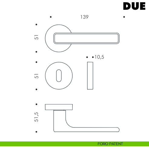Maniglia per porta Due Colombo Design Mood Collection foro patent