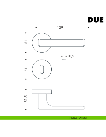 Maniglia per porta Due Colombo Design Mood Collection foro patent