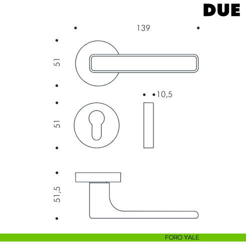 Maniglia per porta Due Colombo Design Mood Collection foro yale