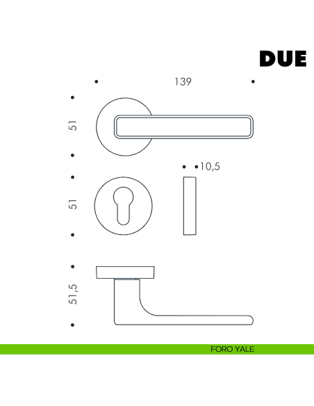 Maniglia per porta Due Colombo Design Mood Collection foro yale