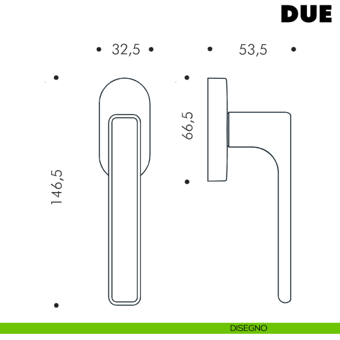 Maniglia per finestra martellina DK Due Colombo Design Mood Collection disegno