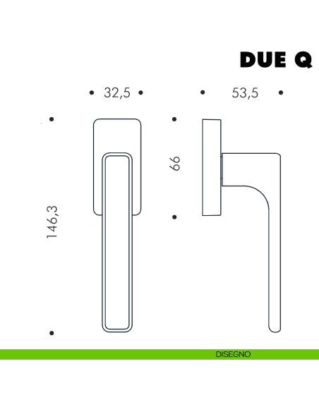 Maniglia per finestra martellina DK DueQ Colombo Design Mood Collection disegno
