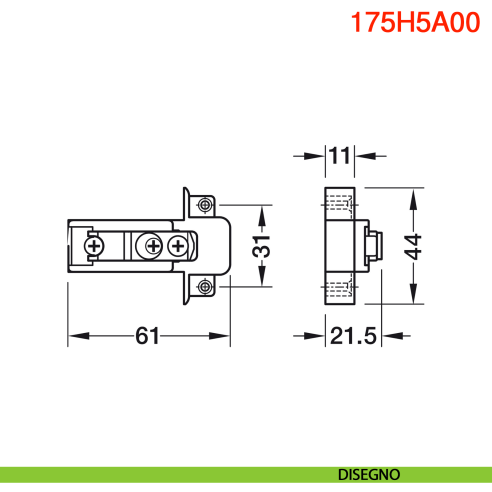 Basetta di supporto Blum 175H5A00 Clip per cerniera centrale - disegno