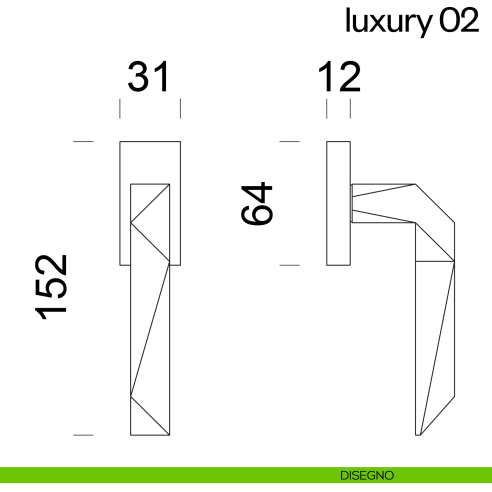 Maniglia per finestra martellina DK Luxury 02 dnd disegno