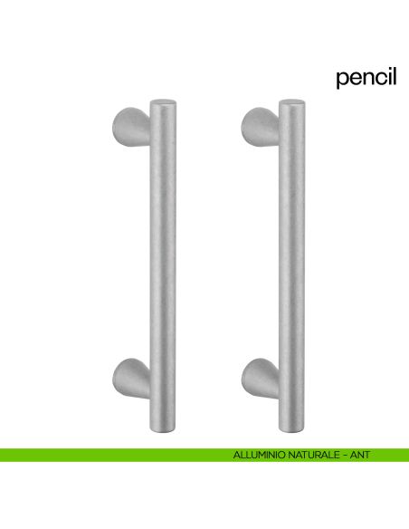 Maniglione per porta Pencil dnd handles accoppiato alluminio naturale