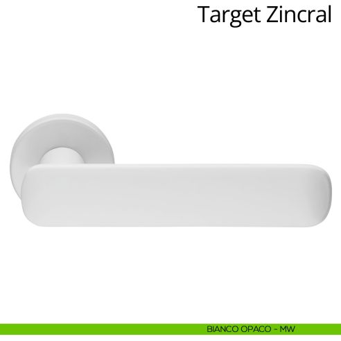 Maniglia per porta interna Target Zincral Linea Calì rosetta tonda bianco opaco