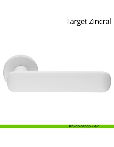 Maniglia per porta interna Target Zincral Linea Calì rosetta tonda bianco opaco