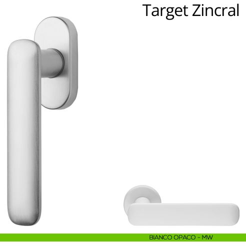 Maniglia per finestra martellina DK Target Zincral Linea Calì bianco opaco