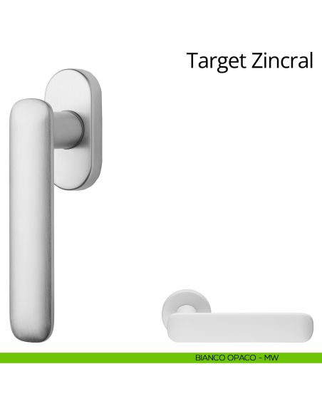Maniglia per finestra martellina DK Target Zincral Linea Calì bianco opaco