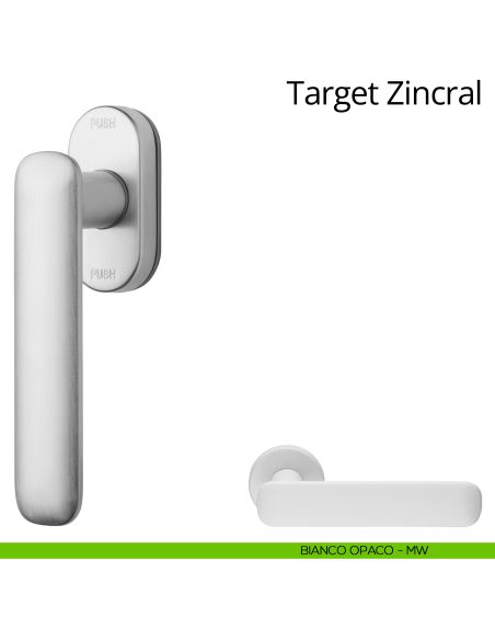 Maniglia per finestra martellina DK antintrusione Target Zincral Linea Calì bianco opaco