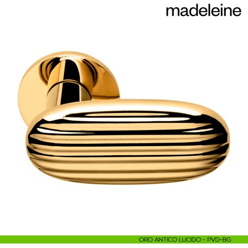 Maniglia per porta Madeleine dnd Handles con rosetta fine PVD oro antico lucido