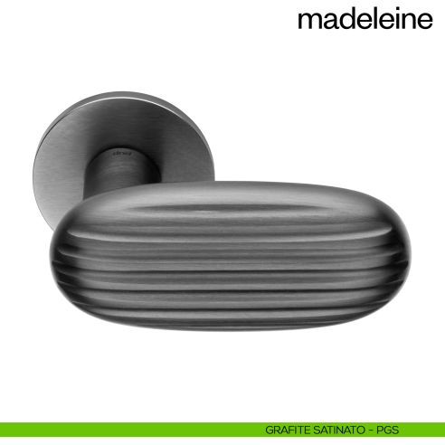 Maniglia per porta Madeleine dnd Handles con rosetta fine PVD grafite satinato