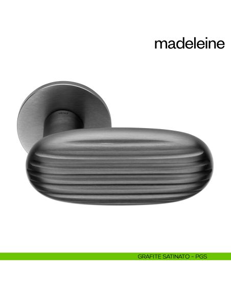 Maniglia per porta Madeleine dnd Handles con rosetta fine PVD grafite satinato
