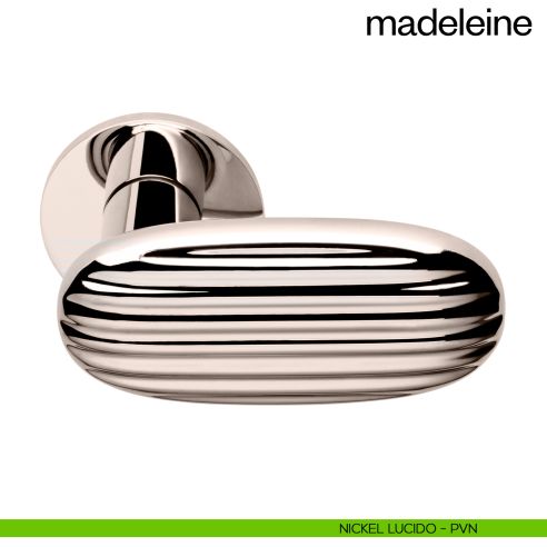 Maniglia per porta Madeleine dnd Handles con rosetta fine nickel lucido