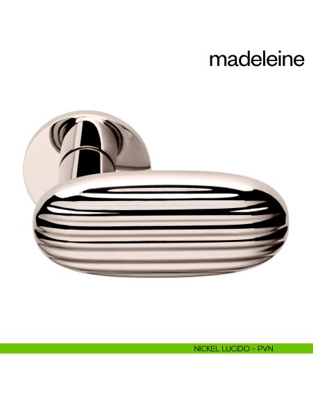 Maniglia per porta Madeleine dnd Handles con rosetta fine nickel lucido