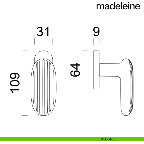 Maniglia per finestra martellina DK Madeleine dnd disegno