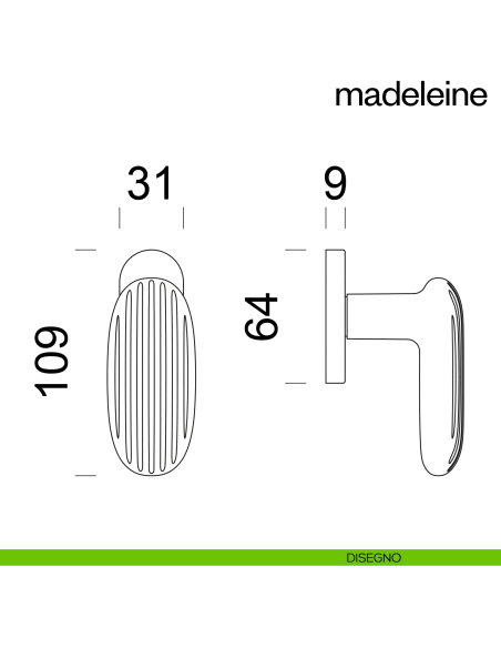 Maniglia per finestra martellina DK Madeleine dnd disegno