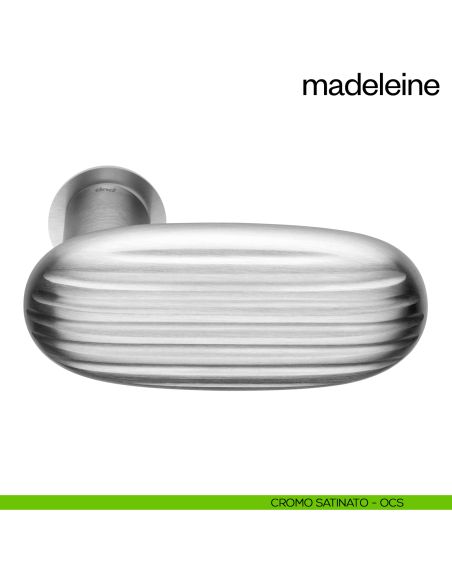 Maniglia per porta Madeleine dnd Handles con rosetta minimale Unico cromo satinato