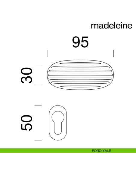 Maniglia per porta Madeleine dnd Handles con rosetta minimale Unico foro yale