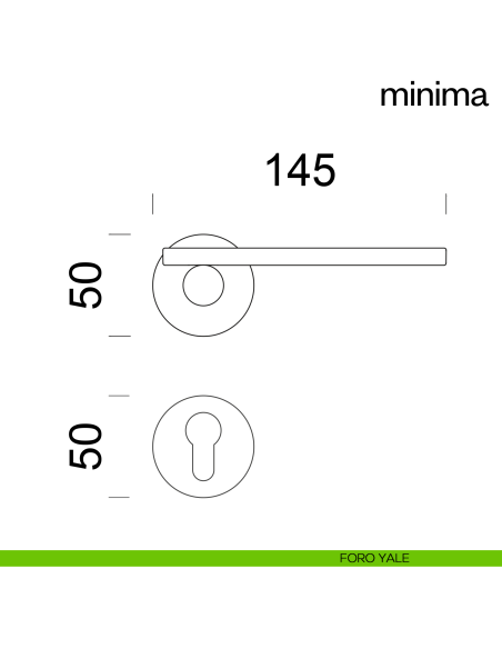 Maniglia per porta Minima dnd Handles foro yale