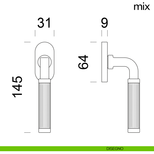Maniglia per finestra martellina DK Mix dnd disegno