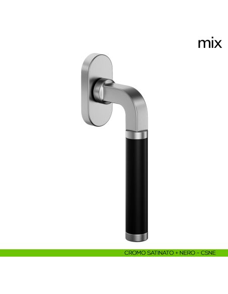 Maniglia per finestra martellina DK Mix dnd cromo satinato + nero