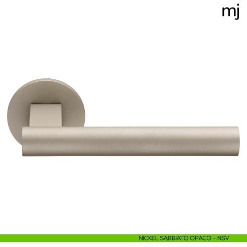 Maniglia per porta MJ Dnd Handles con rosetta tonda nickel sabbiato opaco