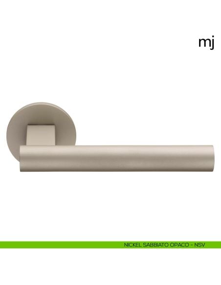 Maniglia per porta MJ Dnd Handles con rosetta tonda nickel sabbiato opaco