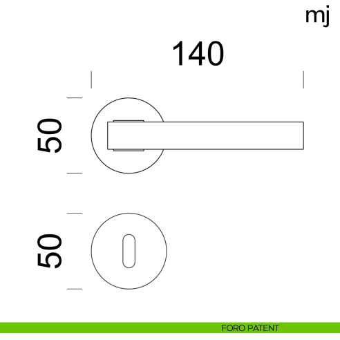 Maniglia per porta MJ Dnd Handles con rosetta tonda foro patent