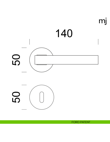 Maniglia per porta MJ Dnd Handles con rosetta tonda foro patent