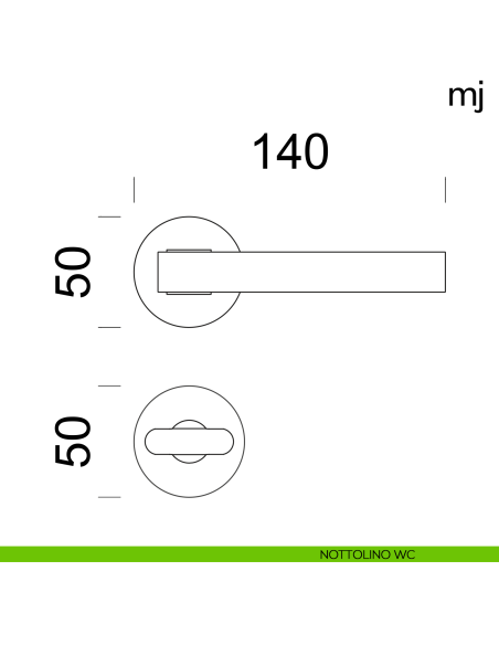 Maniglia per porta MJ Dnd Handles con rosetta tonda nottolino wc