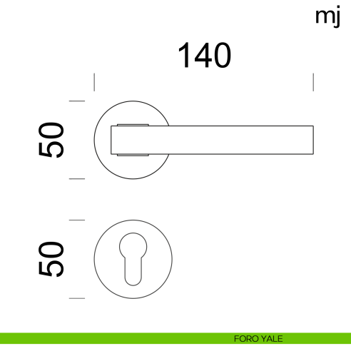Maniglia per porta MJ Dnd Handles con rosetta tonda foro yale